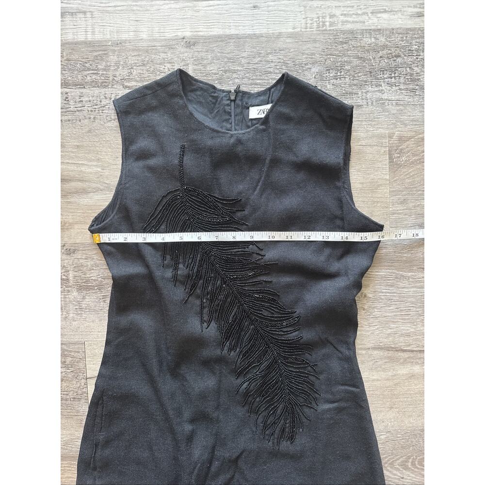 ZARA WOMAN SLEEVELESS EMBROIDERED MIDI DRESS ZW COLLECTION BLACK 6895/045 NEW - Picture 4 of 8